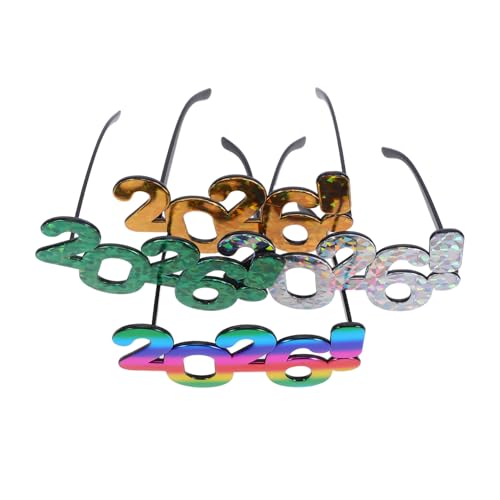 BESTYASH 4 Stück Teiliges Partybrillen aus Leichtem Bunte Stylische Zahlenbrillen für Silvesterfeier Festliche Foto-requisiten und Originelle Partygeschenke von BESTYASH