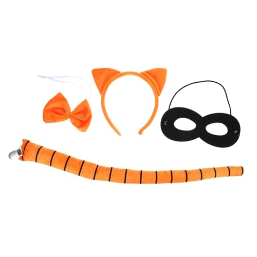 BESTYASH 4Stücke Teiliges Katzenkostümset mit Katzenohren Stirnband Augenmaske Fliege Verstellbares Cosplay Zubehör für Halloween Themenpartys BESTYASH 4Stücke Teiliges Katzenkostümset mit Katzenohren Stirnband Augenmaske Fliege Verstellbares Cosplay Zubehör für Halloween Themenpartys von BESTYASH