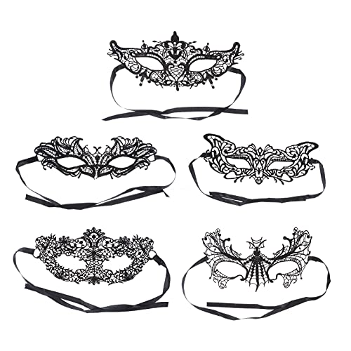 BESTYASH 5 Stück Halbe Gesichtsmaske Aus Spitze Halloween-spitzenmasken Cosplay-maske Aus Spitze Gesichtsmaske Abziehen Cosplay-maske Für Frauen Make-up-zubehör Streich Masken Black von BESTYASH