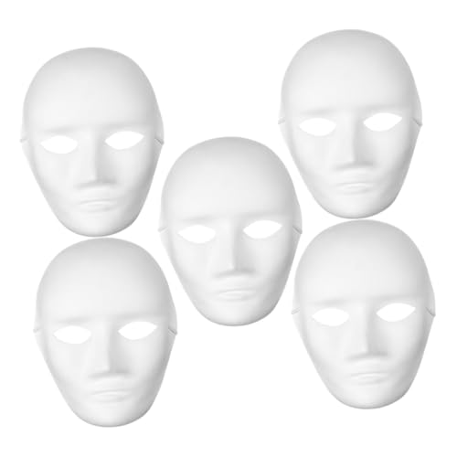 BESTYASH 5 Stück Weiße Leere Maske Unbemalte Bastelmaske Karneval Party Masken Schlichte Weiße Maske Bemalbare Kunstmasken Maskerade-maske Masse Unbemalte Masken Selber Machen Papier Weiß von BESTYASH