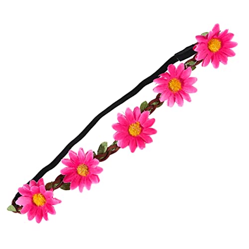 BESTYASH 5 Stück böhmisches Stirnband Rosa Mädchen Haargummis für Blumen Thema haarschmuck Strandpartydekorationen hawaiianisches Haar-Accessoire Sonnenblume Kopfstück Haarkränze Rosig von BESTYASH