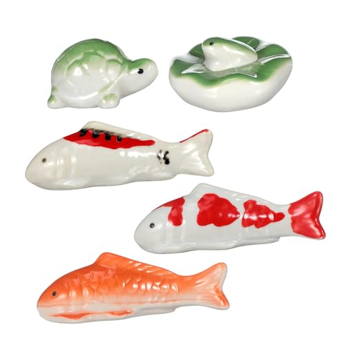 BESTYASH 5stücke Keramiktiere Für Aquarium-Dekoration Miniatur-schildkrötenfiguren Und Froschschildkröten-Dekoration Aquarium-Figur Aus Keramik Teehaustier-schildkröte von BESTYASH