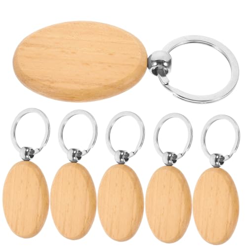 BESTYASH 6 Stück Teiliges Buchenholz Schlüsselanhänger Rohlinge zum Bemalen Gravieren DIY Holzanhänger für Schlüsselringe Robust Langlebig Natürlicher Holzlook von BESTYASH