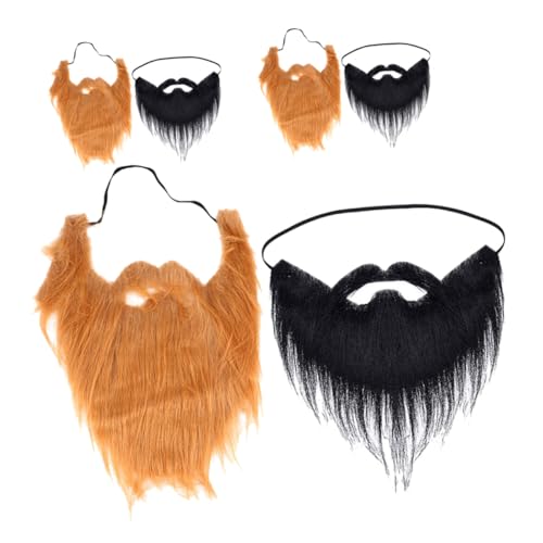 BESTYASH 6 Stück Teiliges Falscher Halloween Party Kostüm Zubehör Leichte Realistische Kunstfasern Cosplay Gesichtsbart für Männer Schwarze und Braune Farben für Maskerade und Themen Events von BESTYASH