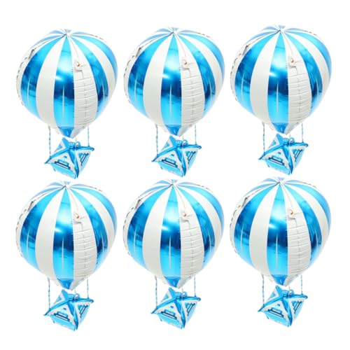 BESTYASH 6 Stück Teiliges Folienballon Heißluftballonform Aluminiumfolie Geburtstagsdeko Kinderparty Blau Langlebig Einfach Aufzublasen Tischdekoration von BESTYASH