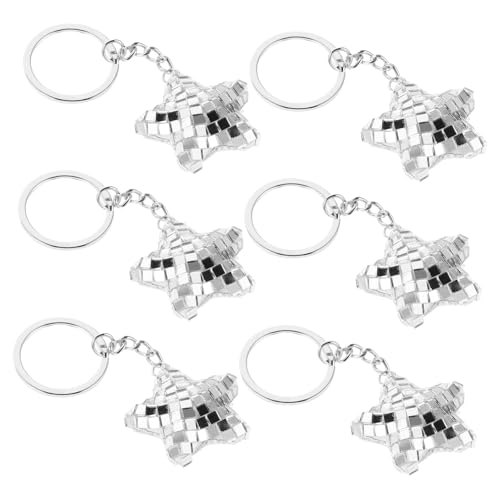 BESTYASH 6 Stück Teiliges Reflektierender Stern-schlüsselanhänger mit Spiegelglas Kratzfestes Disco Ball Design Vielseitiger Taschenanhänger für bei Nacht Leichtes Partyzubehör und von BESTYASH