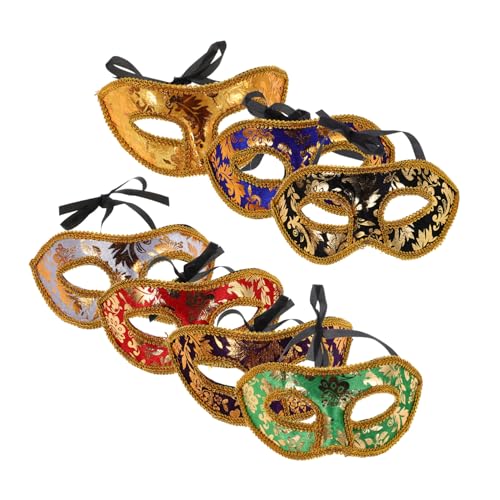 BESTYASH 7 Stück Teiliges Herren Masquerade Masken mit Kopfband Venezianische Halbgesichts masken aus Bunte Kostüm accessoires für Maskenball Karneval und Festliche Themenpartys BESTYASH 7 Stück Teiliges Herren Masquerade Masken mit Kopfband Venezianische Halbgesichts masken aus Bunte Kostüm accessoires für Maskenball Karneval und Festliche Themenpartys von BESTYASH