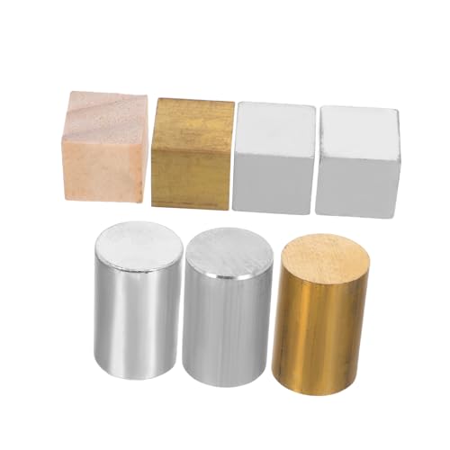 BESTYASH 7 Stück Würfelgruppe Dichtewürfel Aus Holz Aluminiumblock Dichtewürfel Für Die Metallwürfel Metallblöcke Metalldichtewürfel Schwerkraftwürfel Aus Metall Kupfer von BESTYASH