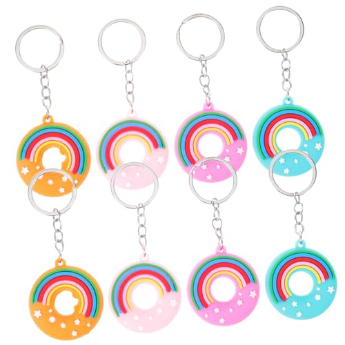 BESTYASH 8 Stück Teiliges Donut Schlüsselanhänger Bunter PVC Schlüsselring mit Doppelseitigem Regenbogen Design Leichte Cartoon Schlüsselanhänger für Tasche Rucksack Dekoration von BESTYASH