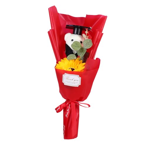 BESTYASH Abschlussbärblütenstrauß Plüschbär Mit Grad Cap Floral Arrangements Party Gefälligkeiten Für 2025 Abschlusspartyzubehör von BESTYASH
