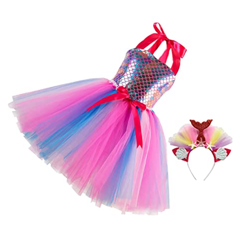 BESTYASH Adorables Ärmelloses ädchenkleid Festliches Partykleid Mit Netzrock Und Haarband Ideal Für Geburtstagsfeiern Kommunion Und Andere Besondere Anlässe Größe 2 3 Jahre von BESTYASH