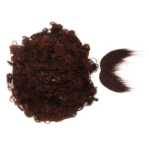 BESTYASH Afro perücke und Falscher Schnurrbart Set Braun Wiederverwendbar Komfortabel Einfach Anzubringen Vielseitig Halloween Karneval Party Kostüm Zubehör von BESTYASH