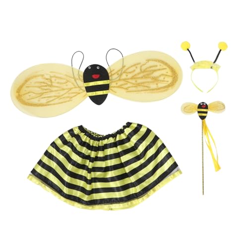 BESTYASH Bienenkostüm mit Flügeln Rock und Zauberstab Leichtes Atmungsaktives Bühnenkostüm für Mädchen Vielseitig für Party Fest und Schulaufführung BESTYASH Bienenkostüm mit Flügeln Rock und Zauberstab Leichtes Atmungsaktives Bühnenkostüm für Mädchen Vielseitig für Party Fest und Schulaufführung von BESTYASH