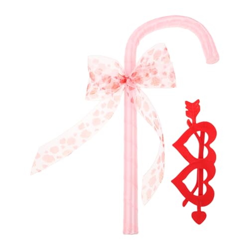 BESTYASH Bowknot Cane Cosplay Prop mit Herzförmigen Role Play Sonnenbrillen Leichtes Halloween Party Zubehör Valentinstag Tanz Accessoire für Kostüm und Fasching von BESTYASH