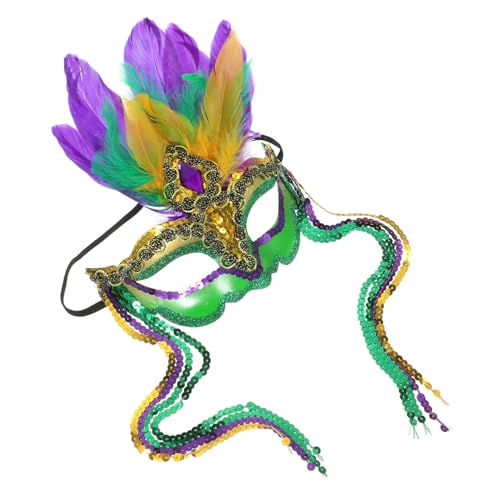 BESTYASH Bunte Federhalbmaske Damen Verstellbar Leichte Masquerade Party Maske Farbenfrohes Cosplay Kostümzubehör für Halloween und Karneval BESTYASH Bunte Federhalbmaske Damen Verstellbar Leichte Masquerade Party Maske Farbenfrohes Cosplay Kostümzubehör für Halloween und Karneval von BESTYASH