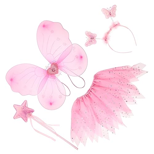 BESTYASH Buntes Tutu Rock Kit Mit Flügeln Haarreif Und Zauberstab Für Karneval Halloween Und Kreative Kostümpartys von BESTYASH