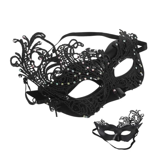 BESTYASH Damen Halbgesichts-maske aus Spitze mit Verstellbarem Elastikband Halbe Gesichtsbedeckung für Halloween Maskenball Karneval und Kostümpartys Schwarz BESTYASH Damen Halbgesichts-maske aus Spitze mit Verstellbarem Elastikband Halbe Gesichtsbedeckung für Halloween Maskenball Karneval und Kostümpartys Schwarz von BESTYASH