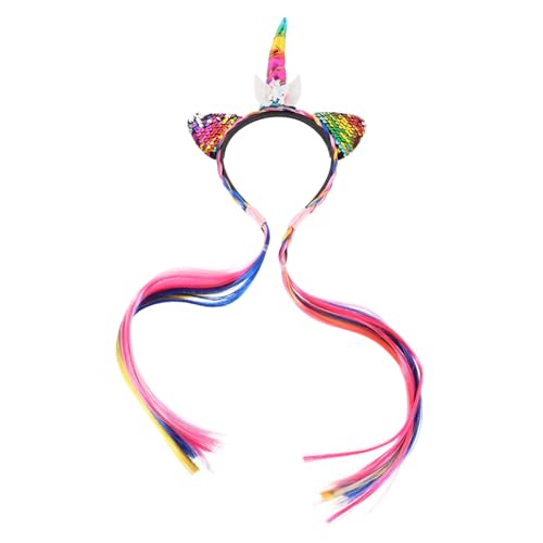 BESTYASH Einhorn Haarreif mit Abnehmbarer Perücke für Mädchen Robustes Kunststoff Stirnband Vielseitiges Cartoon Haarschmuck für Halloween Partys und Kinderveranstaltungen von BESTYASH