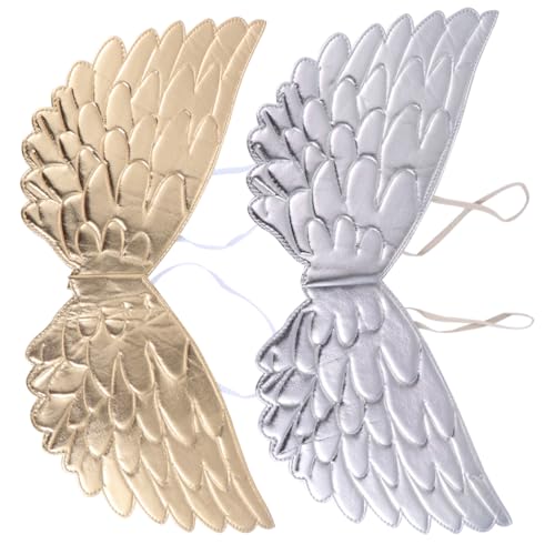 BESTYASH Engelsflügel Teilig Halloween Cosplay Prop für Kleinkinder Elastisch Weiche Stoffflügel Silber und Gold Leicht und für Kostümparty und Aufführung von BESTYASH
