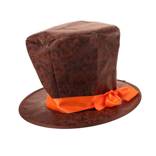 BESTYASH Gentleman Top Hat Braun Verstellbarer Viktorianischer Zauberer Zylinderhut aus Stoff für Herren Kostüm Halloween Party Theater Aufführung von BESTYASH