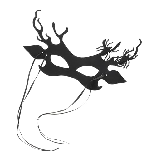 BESTYASH Geweih Spinnenmaske Kostüm beängstigende Maske Halloween-Cosplay Dekoration Party Halloween-Spinnenmaske Weihnachtsgesichtsmaske Lustige Maskerademaske Vlies Black von BESTYASH