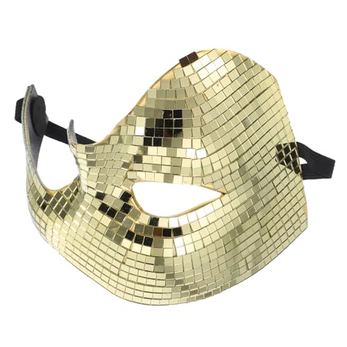 BESTYASH Glänzende Gesicht Masquerade Karneval Maske Goldfarben Reflektierend Atmungsaktiv für Damen Herren Disco Party Halloween Bühnenkostüm BESTYASH Glänzende Gesicht Masquerade Karneval Maske Goldfarben Reflektierend Atmungsaktiv für Damen Herren Disco Party Halloween Bühnenkostüm von BESTYASH