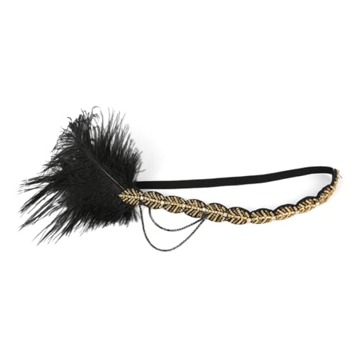 BESTYASH Goldene Stirnband mit Federn für Damen Jahre Hochzeits und Karnevalszubehör Vintage Haarschmuck für Partys und Fotoshootings von BESTYASH