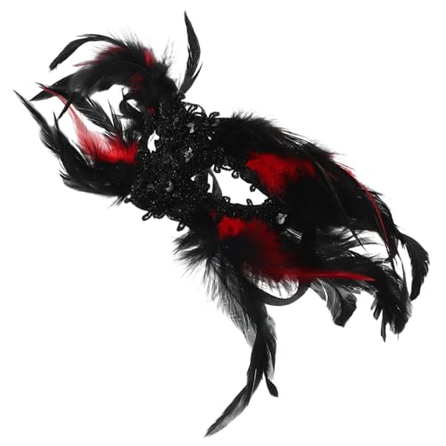 BESTYASH Gothic Masquerade Maske Halbgesicht Schwarz mit Federn und Pailletten Punk Style für Damen Karneval Kostüm Halloween Party Bühnenauftritte BESTYASH Gothic Masquerade Maske Halbgesicht Schwarz mit Federn und Pailletten Punk Style für Damen Karneval Kostüm Halloween Party Bühnenauftritte von BESTYASH