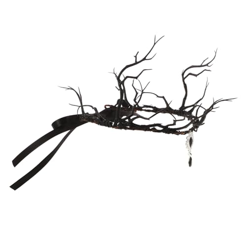 BESTYASH Gotischer Kopfschmuck Wald Zweig Halloween Stirnband Halloween-Kranz Blumen- Stolz Blumenkrone Frauen Mädchen Spinnennetz-Kostüm Renaissance-Kopfschmuck Harz Black von BESTYASH