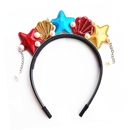 BESTYASH Haarreif Meerjungfrau Seestern Design Rotes Meerjungfrauen Kostüm Accessoire Leichtes Stirnband für Mädchen Party Karneval Strand Fest von BESTYASH