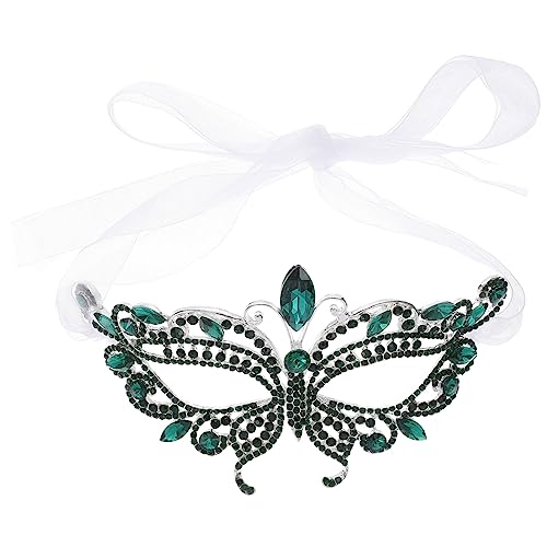 BESTYASH Halbe Gesichts Maske Halbe Maskerade-masken Halloween-maskenstütze Maskerademasken Halloween-gesichtsmaske Spitzenmaskerademaske Für Frauen Karneval Maskerade Strasssteine Green von BESTYASH