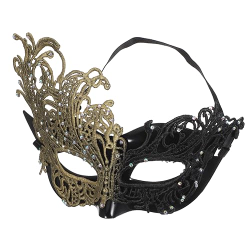 BESTYASH Halbgesichts-maske Damen Spitzen-masquerade mit Elastischem Band Komfortabel Vielseitig für Halloween Kostümparty Ball Fotorequisite Mysteriöses Design in Schwarz-gold BESTYASH Halbgesichts-maske Damen Spitzen-masquerade mit Elastischem Band Komfortabel Vielseitig für Halloween Kostümparty Ball Fotorequisite Mysteriöses Design in Schwarz-gold von BESTYASH