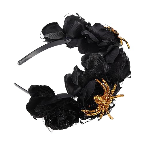 BESTYASH Halloween Cosplay Haarreif mit Schwarzer Künstlicher Rosenblüte und Goldenem Spinnen Design Leichtes Party Accessoire für Damen Langlebig und Bequem für Halloween Festlichkeiten BESTYASH Halloween Cosplay Haarreif mit Schwarzer Künstlicher Rosenblüte und Goldenem Spinnen Design Leichtes Party Accessoire für Damen Langlebig und Bequem für Halloween Festlichkeiten von BESTYASH
