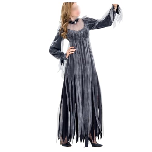 BESTYASH Halloween-kostüm Für Damen Cosplay Teufelskleid Hexenkostüm Performance-anzug Maskerade-outfit Geisterbraut Zombie Grau Xl Empfohlen von BESTYASH