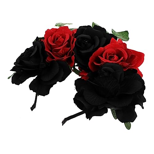 BESTYASH Halloween Haarschmuck Rosenblüte Stirnband mit Elastischem Haarreif Rotes und Schwarzes Blumenhaarband für Damen Halloween Party Vielseitig für Festtage und Kostüme Geeignet BESTYASH Halloween Haarschmuck Rosenblüte Stirnband mit Elastischem Haarreif Rotes und Schwarzes Blumenhaarband für Damen Halloween Party Vielseitig für Festtage und Kostüme Geeignet von BESTYASH