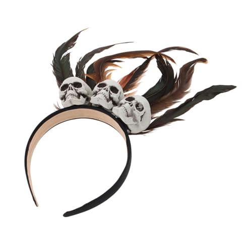 BESTYASH Halloween Haarschmuck mit Künstlichen Federn und Schädel Gruseliges Kostüm Accessoire für Karneval Bühne und Party Schwarz Braunes Stirnband für Halloween und Cosplay Anlässe BESTYASH Halloween Haarschmuck mit Künstlichen Federn und Schädel Gruseliges Kostüm Accessoire für Karneval Bühne und Party Schwarz Braunes Stirnband für Halloween und Cosplay Anlässe von BESTYASH