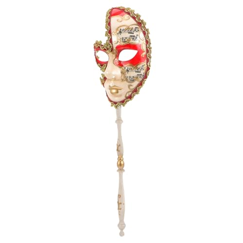 BESTYASH Handmaske faschingsmasken masken fasching under eye patches Masken Zubehör augenmasken Maskerademaske Retro- Halloween-Cosplay-Maske Maskenstütze Zarte Maske Plastik rot von BESTYASH