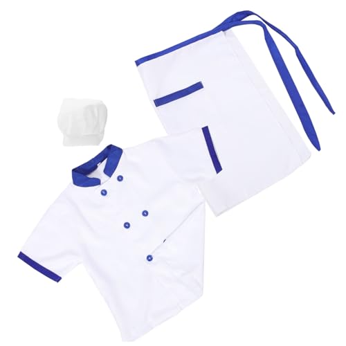 BESTYASH Kochkostüm aus Atmungsaktivem Stoff mit Verstellbarer Kochmütze Kurzärmeliger Jacke und Schürze Bequemes Rollenspiel Outfit für Kleinkinder Ab für Partys und Aufführungen von BESTYASH