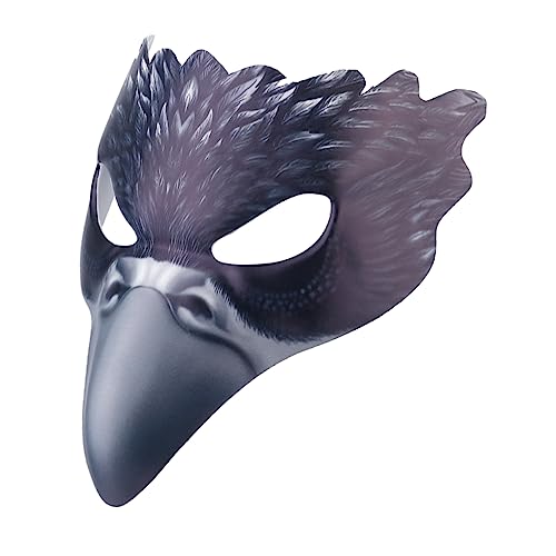 BESTYASH Krähenmaske Krähe Kostüm Karnevalspartymaske Tier Krähe-Maske-Maskerade Falken-Cosplay Hälfte Maskerade-Maske Halloween-Maske Erwachsener bilden Kleidung PU-Leder von BESTYASH