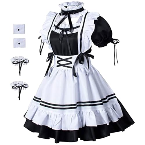 BESTYASH Kreatives Halloween Dienstmädchenkostüm Für Kleid Schürze Arm Und Fußbänder Cosplay Party Outfit Lolita Stil Für Kostümpartys Und Mottos von BESTYASH