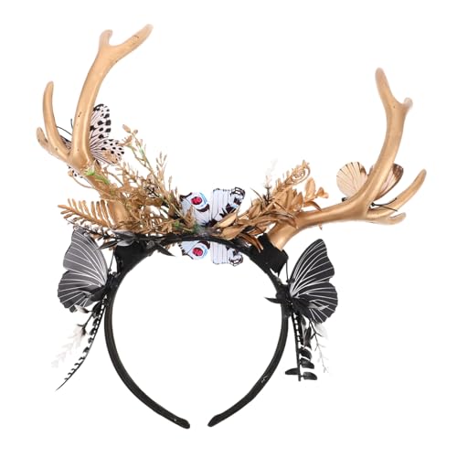 BESTYASH Leichtes Rentier-haarreif mit Floralen Hirschgeweihen und Schmetterlingsdekor Komfortabel für Weihnachten Halloween und Festliche Kostümpartys Modisches Vielseitiges Accessoire von BESTYASH