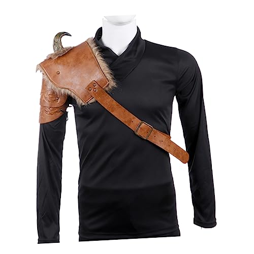 BESTYASH Mann Kostüm Kostüme Umhang Mit Kapuze Männer Outfit Für Männer Herrenaccessoires Pelzmantel Schulterstücke Aus Leder von BESTYASH