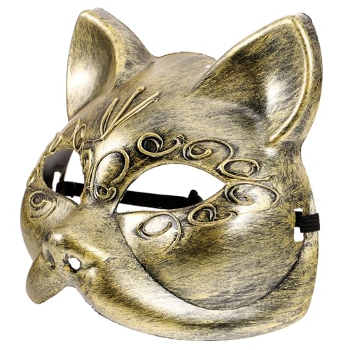 BESTYASH Maske Foxy-maske Fuchsmaske Katze Halloween-maske Make-up Stirnband Tier Masken Katze Gesichtsmaske Dinosauriermaske Halloween Halloween-hundekostüm Katzenzubehör Golden Plastik von BESTYASH