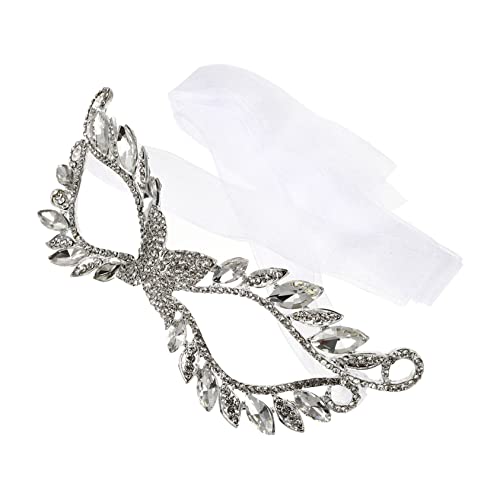 BESTYASH Maske Plüsch Kostüm Gesicht Halloween-hälfte Kleid Rave Teenager Dekorationen Strasssteine Weiß Legierung BESTYASH Maske Plüsch Kostüm Gesicht Halloween-hälfte Kleid Rave Teenager Dekorationen Strasssteine Weiß Legierung von BESTYASH