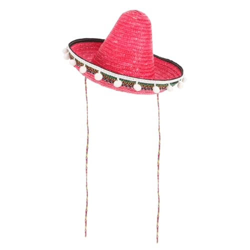 BESTYASH Mexikanischer Pom Pom Strohhut für Leichter Kostüm Hut für Tanzaufführungen und Partys Dekoriert mit Pompoms Atmungsaktiv und für Ganzen Tag von BESTYASH
