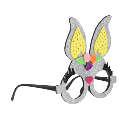BESTYASH Osterhasenbrille Tiermaske Osterhasenmaske Basteln Osterhasenmasken Osterparty Verkleidung Hase Brille Cosplay Kostüm Zubehör Osterparty Dekoration Silber Kunststoff von BESTYASH