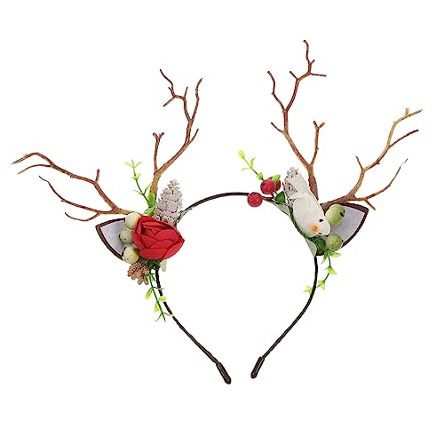 BESTYASH Party Hirschgeweih Haarreif mit Zweig und Beeren Lustiges Show Haarband für Erwachsene Modisches Weihnachts und Halloween Accessoire von BESTYASH