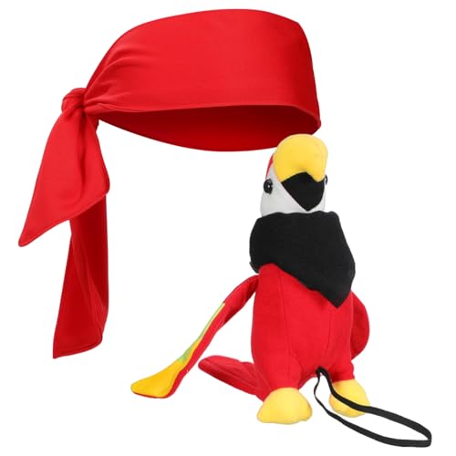 BESTYASH Piratenkostüm Zubehör Teilig mit Schulter Plüschtier Schwarzes Kopftuch und Bandana Piratenkostüm Accessoire für Mädchen und Party Cosplay von BESTYASH