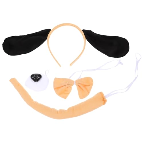 BESTYASH Puppy Ohr Stirnband mit und Falscher Nase Leichter Hundekostüm Cosplay Zubehör für Halloween Tierparty Verkleidung Stoff Hund Ohren Haarschmuck mit Schleife von BESTYASH