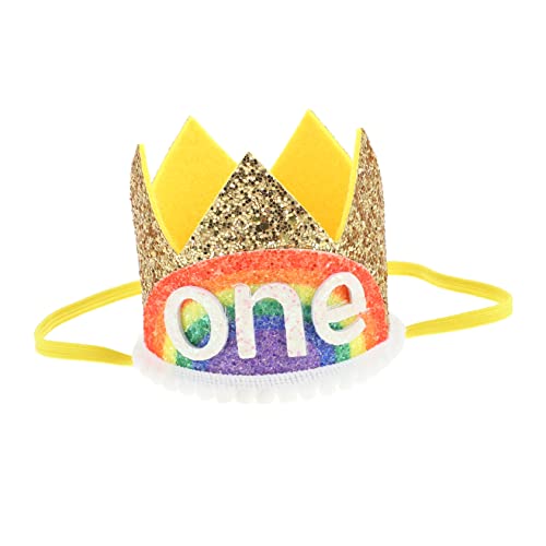 BESTYASH Regenbogenkrone Haarband Geburtstagsmütze Kleinkind Krone Geburtstagskronen Säuglingsgeburtstag Party Dekorationen Mädchen Junge Geburtstag Nummer Regenbogenkrone Babykrone Hat von BESTYASH